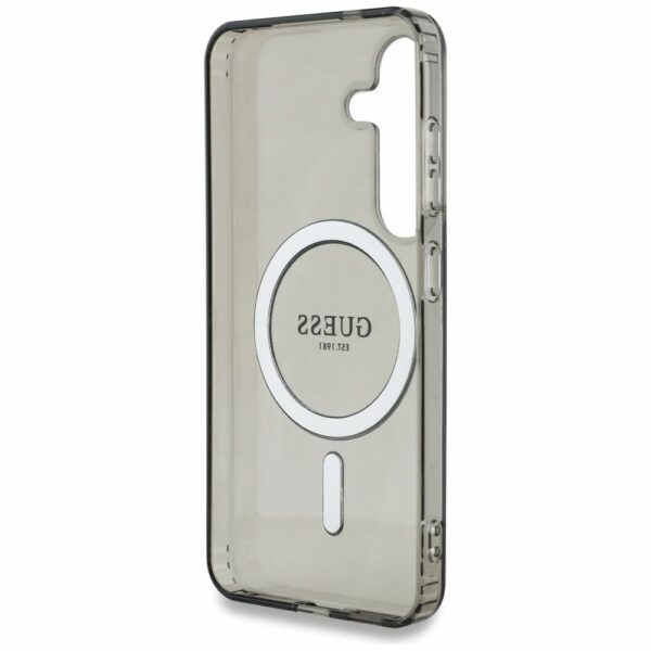 Θήκη Κινητού GUESS Samsung S25 Μαύρη με Γκλίτερ & Μαγνητικό Κύκλο