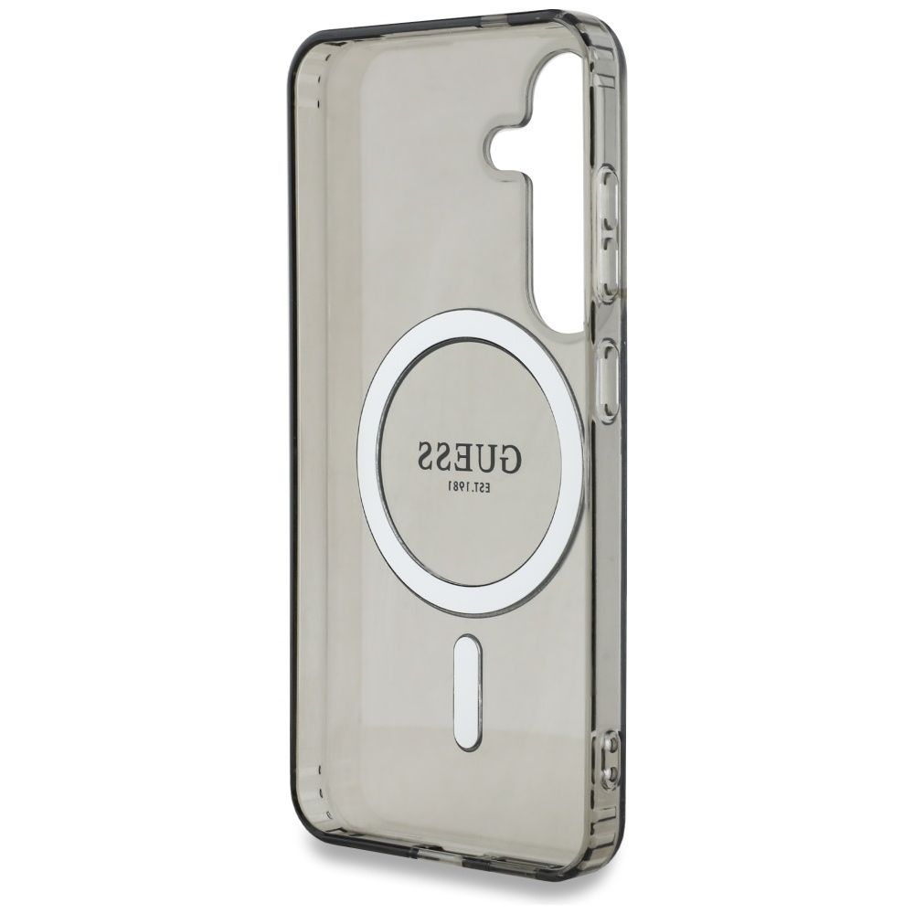 Θήκη Κινητού GUESS Samsung S25 Μαύρη με Γκλίτερ & Μαγνητικό Κύκλο