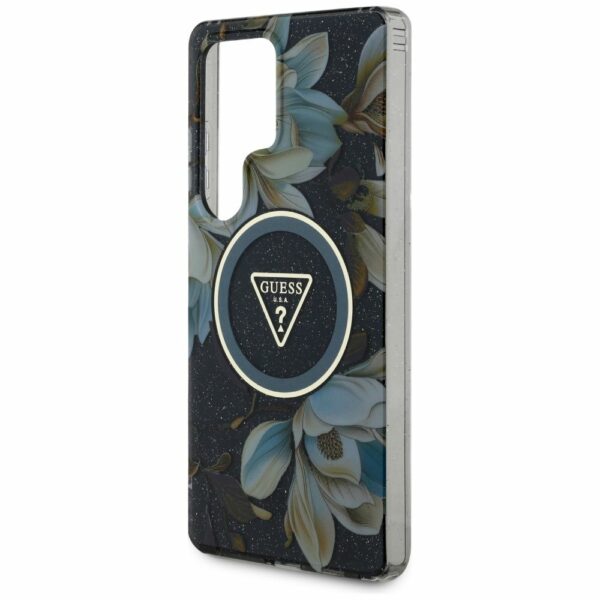 Θήκη Κινητού GUESS Samsung S25 Ultra Μαύρη με Γκλίτερ & Λουλούδια