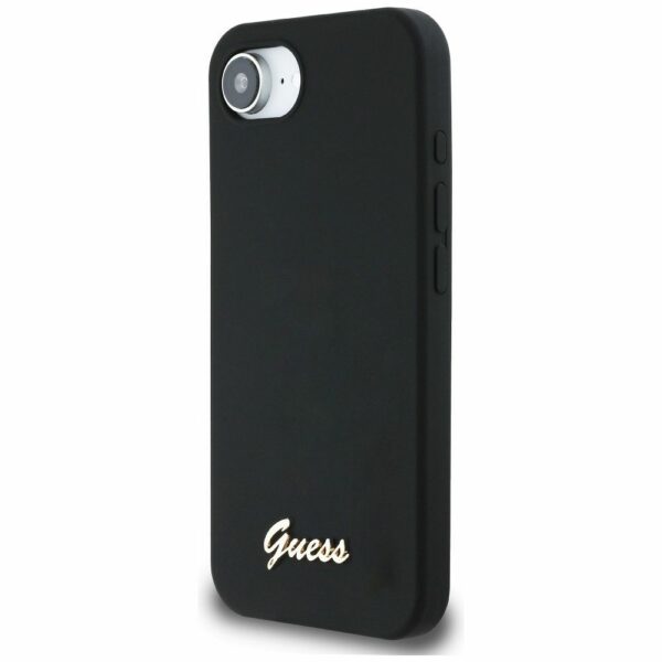 GUESS case for IPHONE 16e (SE 4 2025) compatible with MagSafe GUHMPSE4SMBSLK (Silicone Script Metal Logo) black