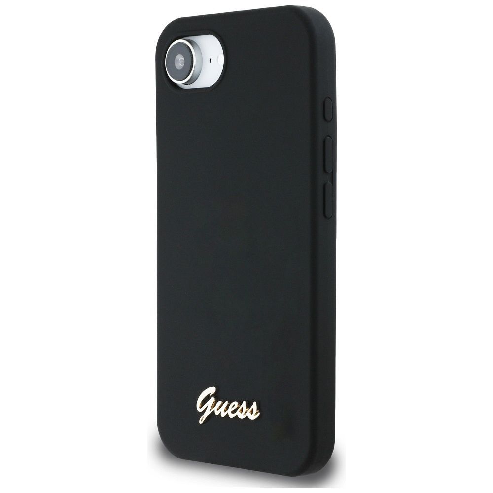 GUESS case for IPHONE 16e (SE 4 2025) compatible with MagSafe GUHMPSE4SMBSLK (Silicone Script Metal Logo) black