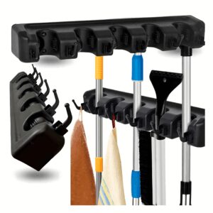 Wall-mounted broom mop holder screwed RC-K-1355 black