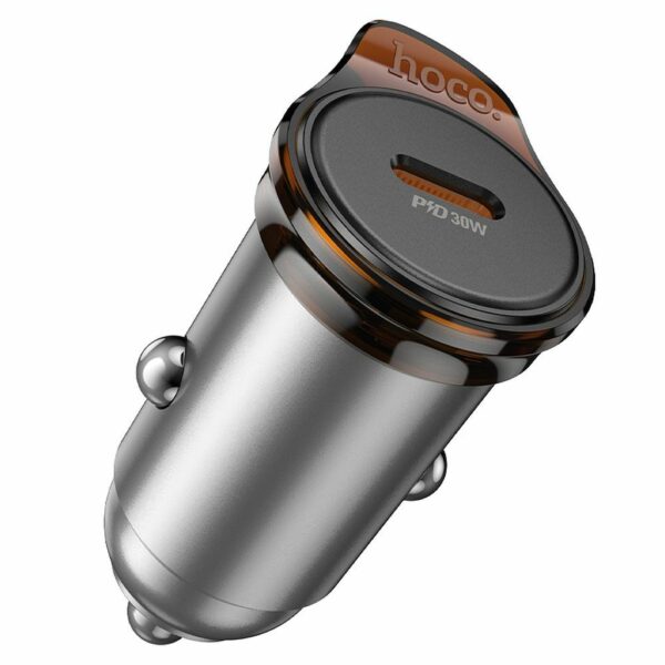 HOCO car charger 2 x Type C + cable Type C to Lightning PD QC 45W NZ16B metal gray