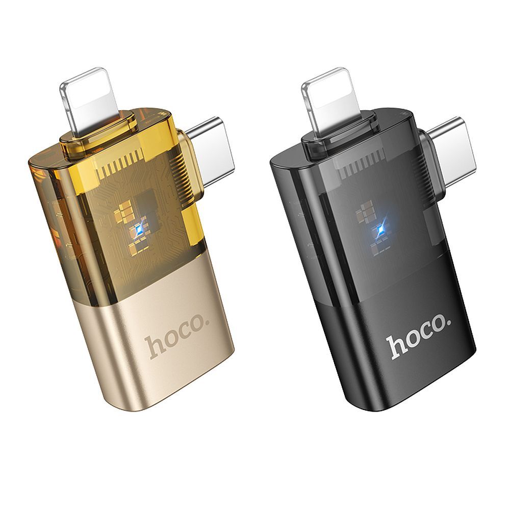 HOCO UA36E OTG Adapter 2in1 Lightning & Type C σε USB A - Χρυσό
