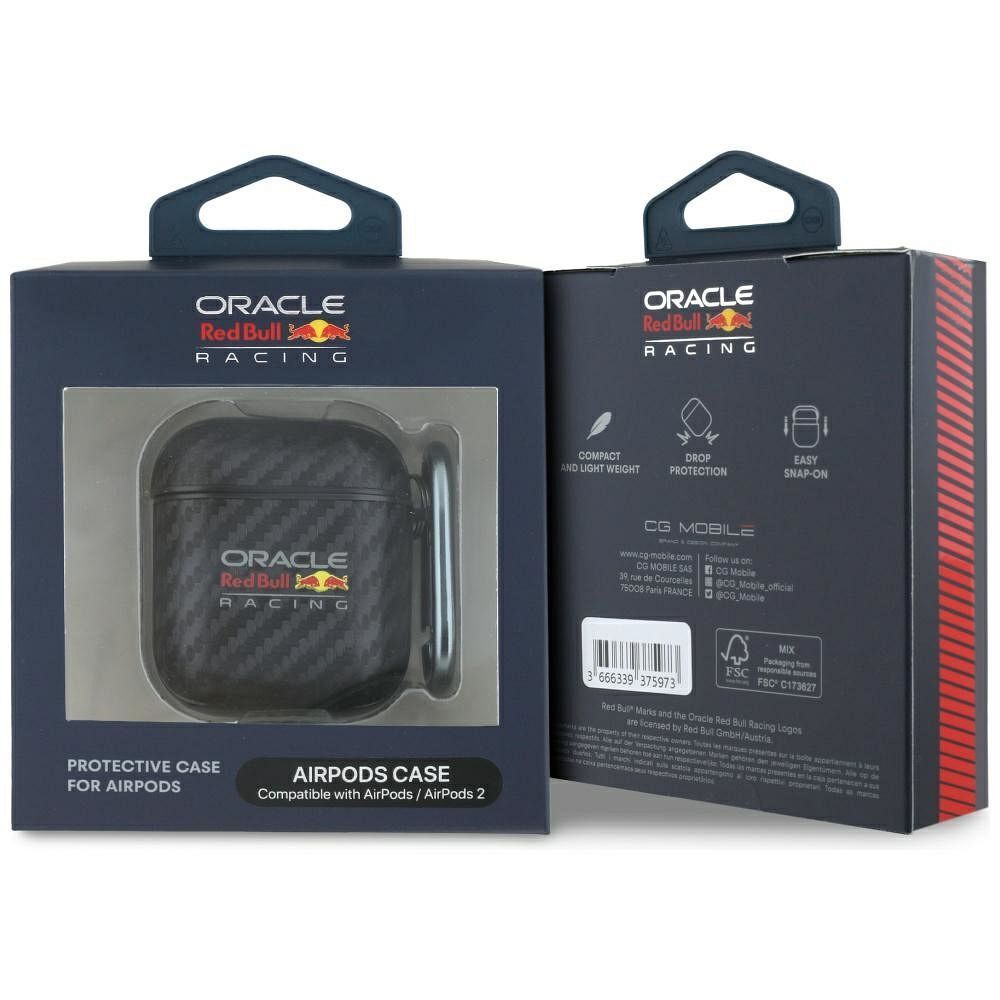 RED BULL case for APPLE AirPods 1 / 2 RBA2PUCAILK (PU Carbon W/ Logo) black