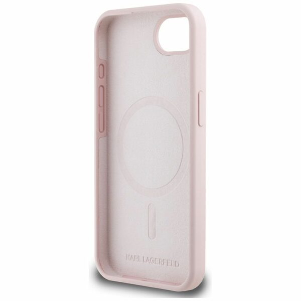 KARL LAGERFELD case for IPHONE 16e (SE 4 2025) compatible with MagSafe KLHMPSE4SKCHTCP (Silicone Double Heads) pink
