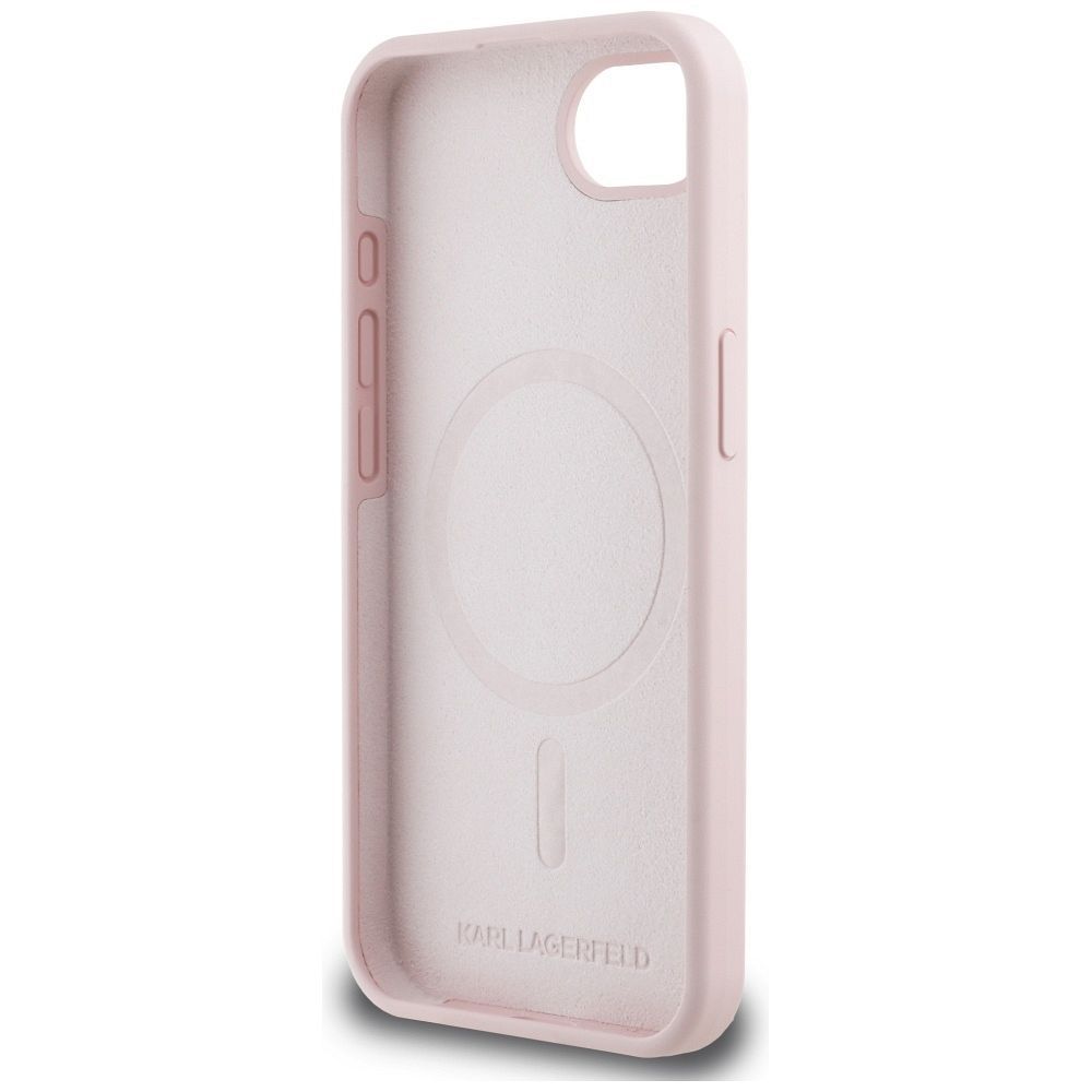 KARL LAGERFELD case for IPHONE 16e (SE 4 2025) compatible with MagSafe KLHMPSE4SKCHTCP (Silicone Double Heads) pink