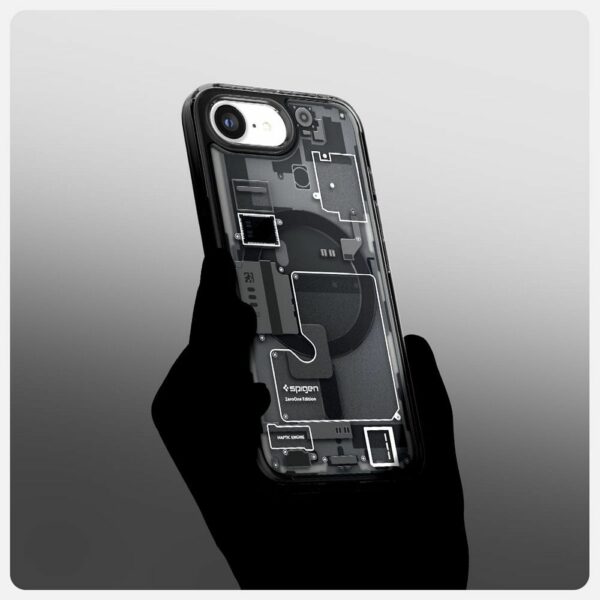 SPIGEN case ULTRA HYBRID MAG compatible with MagSafe for IPHONE 16E 2025 zero one black