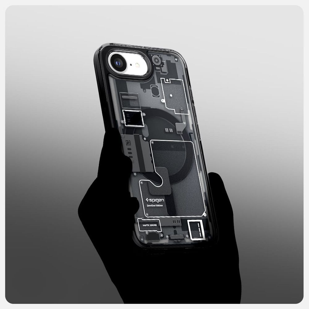 SPIGEN case ULTRA HYBRID MAG compatible with MagSafe for IPHONE 16E 2025 zero one black