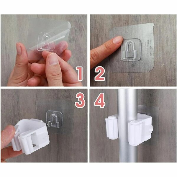 Wall-mounted broom mop holder self-adhesive RC-K-1153 white