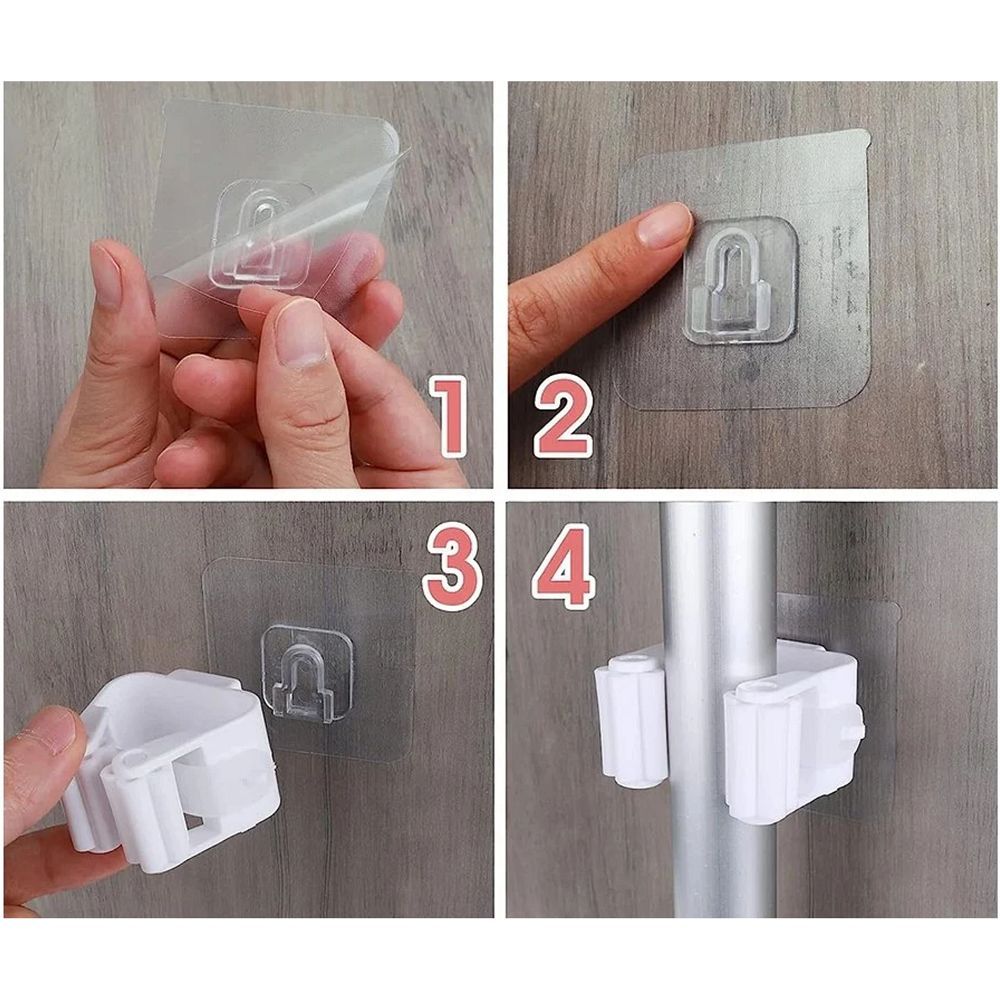 d91e71dd8b9d1fb1fef830bb6d31b41b Wall-mounted broom mop holder self-adhesive RC-K-1153 white