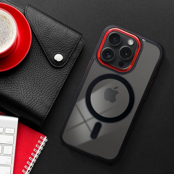 COLOR EDGE MAG COVER case compatible with MagSafe for IPHONE 13 black red