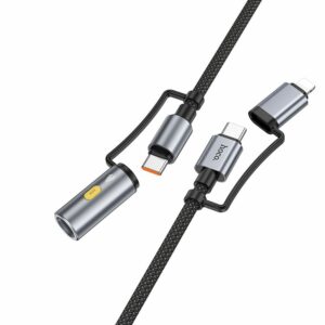 HOCO cable All-in-one Type C / Lightning to Type C / Cigarette lighter PD 3A 60W U138 1,2 m grey