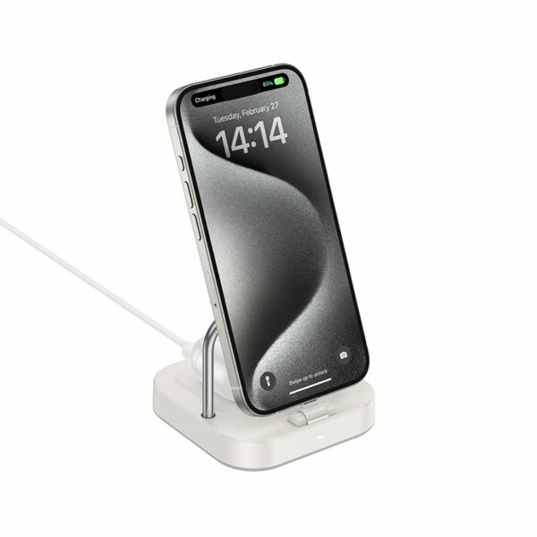 HOCO desktop charger 2in1 Type C + wireless charging 5W PD QC 3A 30W CQ16B milky white