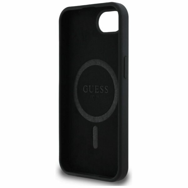 GUESS case for IPHONE 16e (SE 4 2025) compatible with MagSafe GUHMPSE4SMBSLK (Silicone Script Metal Logo) black