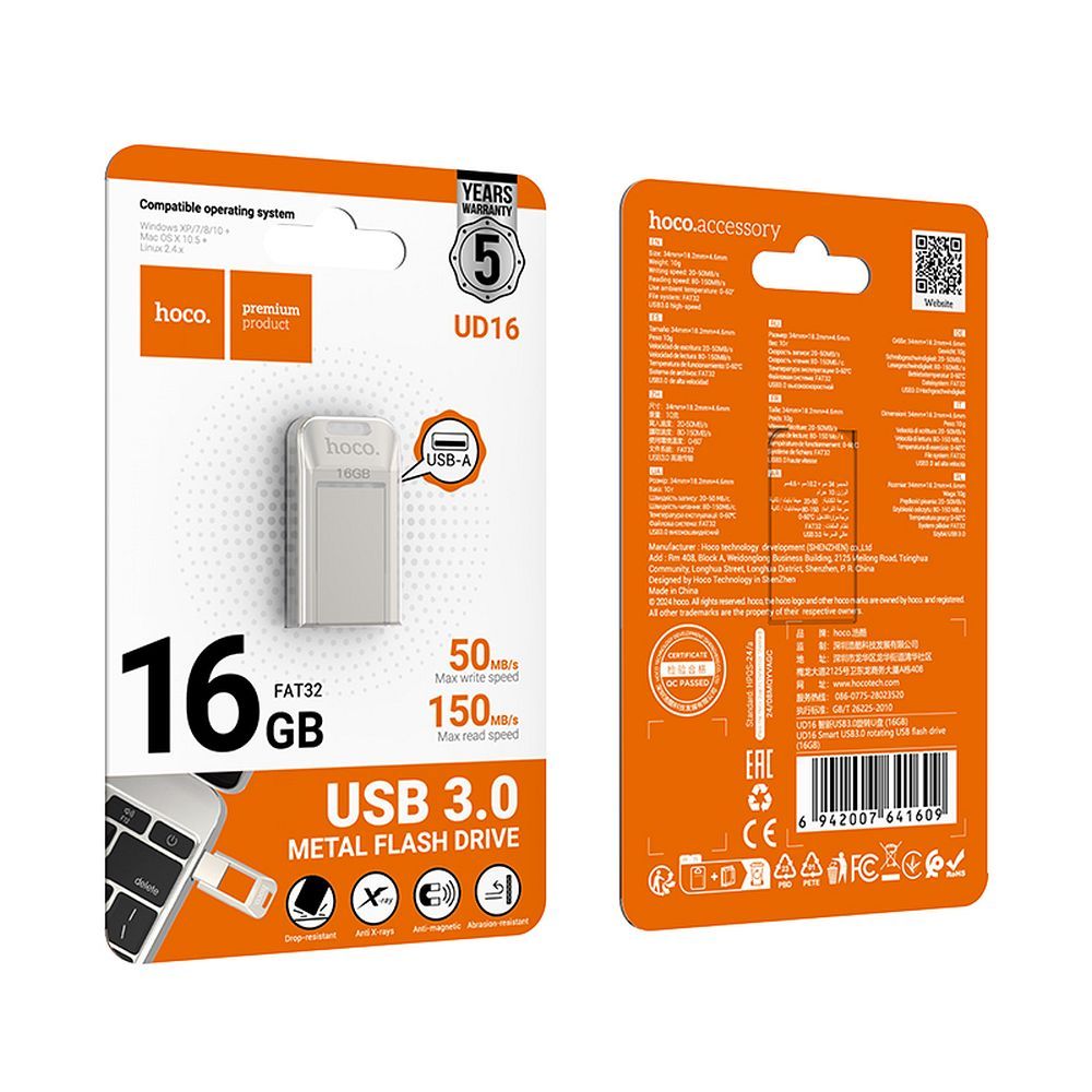 HOCO pendrive USB A + USB C UD16 16GB USB3.0