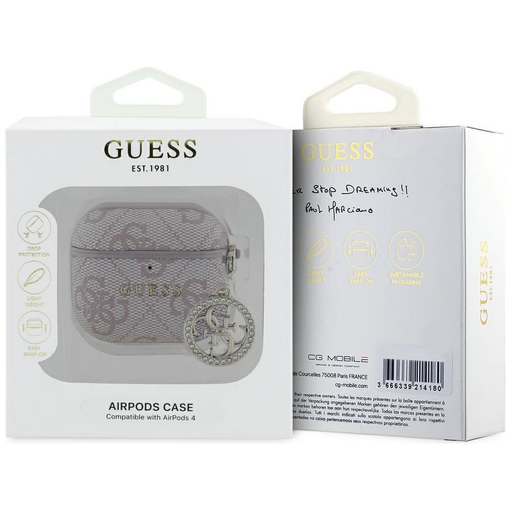 GUESS case for APPLE AirPods 4 GUA4P4E4CDP (PU 4G W/ Strass Charm) pink