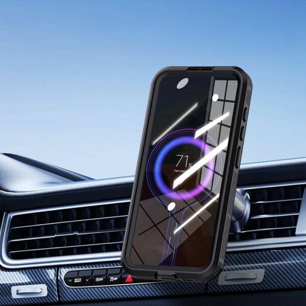 Waterproof case SHELLBOX MARS with metal ring for SAMSUNG S25 Plus black