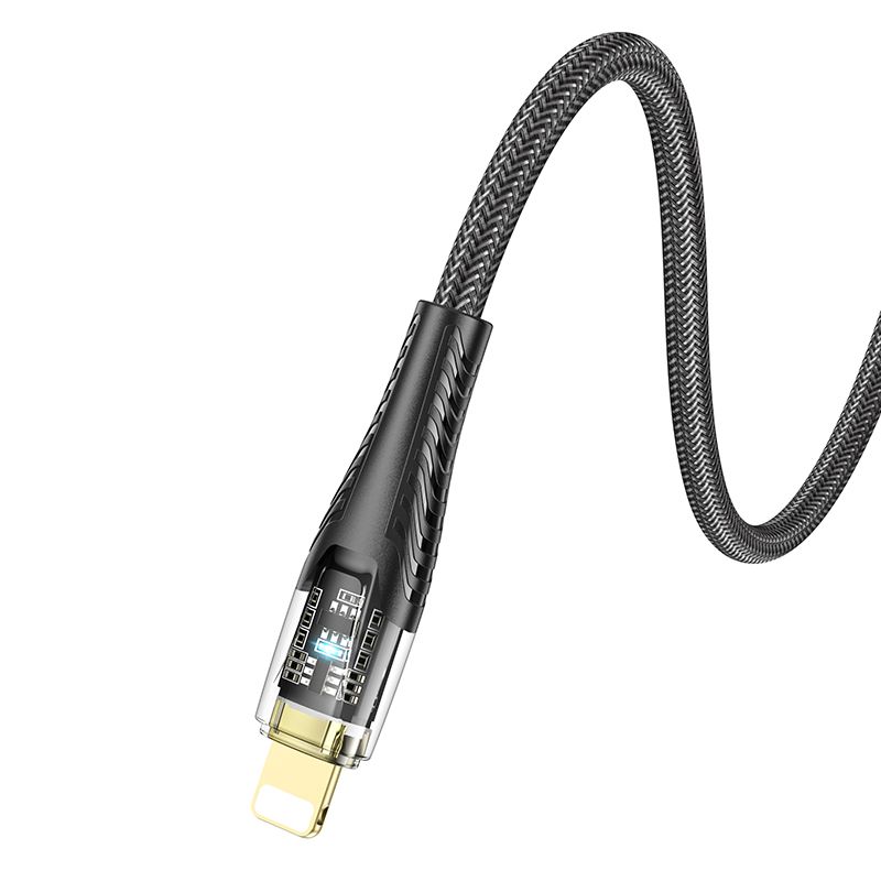 Cable USB A to Lightning Hoco 2,4A 1,2 m U121 black transparent