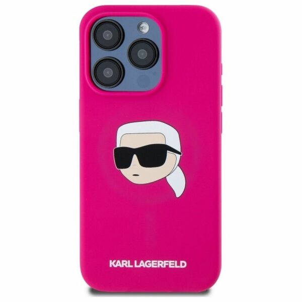 KARL LAGERFELD case for IPHONE 15 Pro Max compatible with MagSafe KLHMP15XSKHPPLF (SIL KL Head Print) fuschia