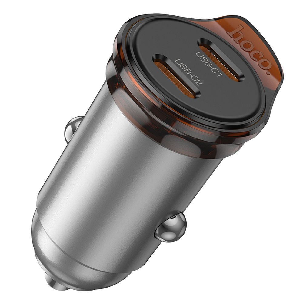 HOCO car charger 2 x Type C PD QC3.0 45W NZ16B metal gray