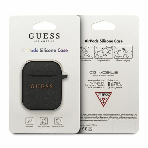 GUESS case for APPLE AirPods 1/2 GUACCSILGLBK (Silicone Glitter) black