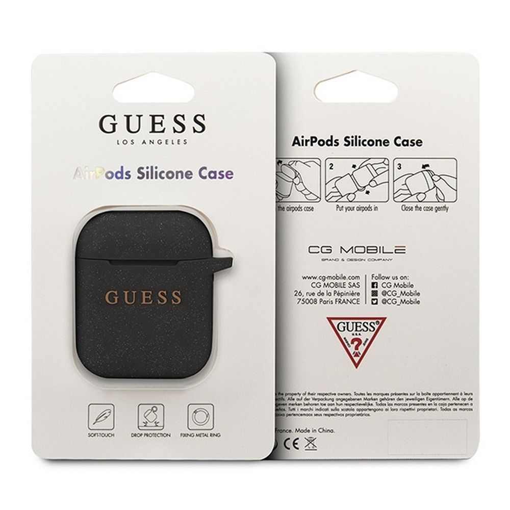 GUESS case for APPLE AirPods 1/2 GUACCSILGLBK (Silicone Glitter) black