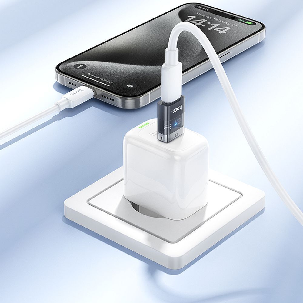 Αντάπτορας HOCO USB A σε Type C UA36C Διάφανος Μαύρος - Μετατροπέας USB