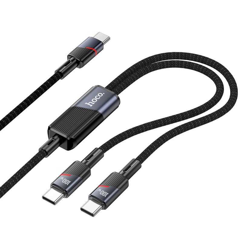 Cable 2in1 USB C to USB C / USB C Hoco 5A 100W 1,2 m U139 black