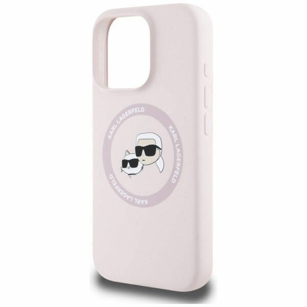 KARL LAGERFELD case for IPHONE 16 Pro Max compatible with MagSafe KLHMP16XSKCHTCP (Silicone KC Heads) pink