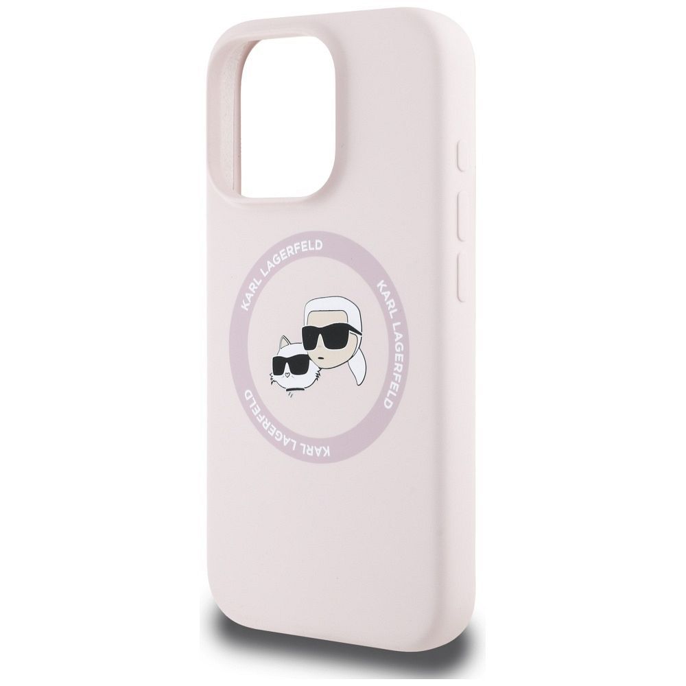 KARL LAGERFELD case for IPHONE 16 Pro Max compatible with MagSafe KLHMP16XSKCHTCP (Silicone KC Heads) pink