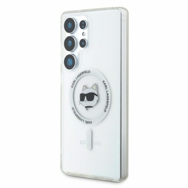 KARL LAGERFELD case for SAMSUNG S25 Ultra KLHMS25LHLSCHH (Magnetic IML Metal Choupette Head) white
