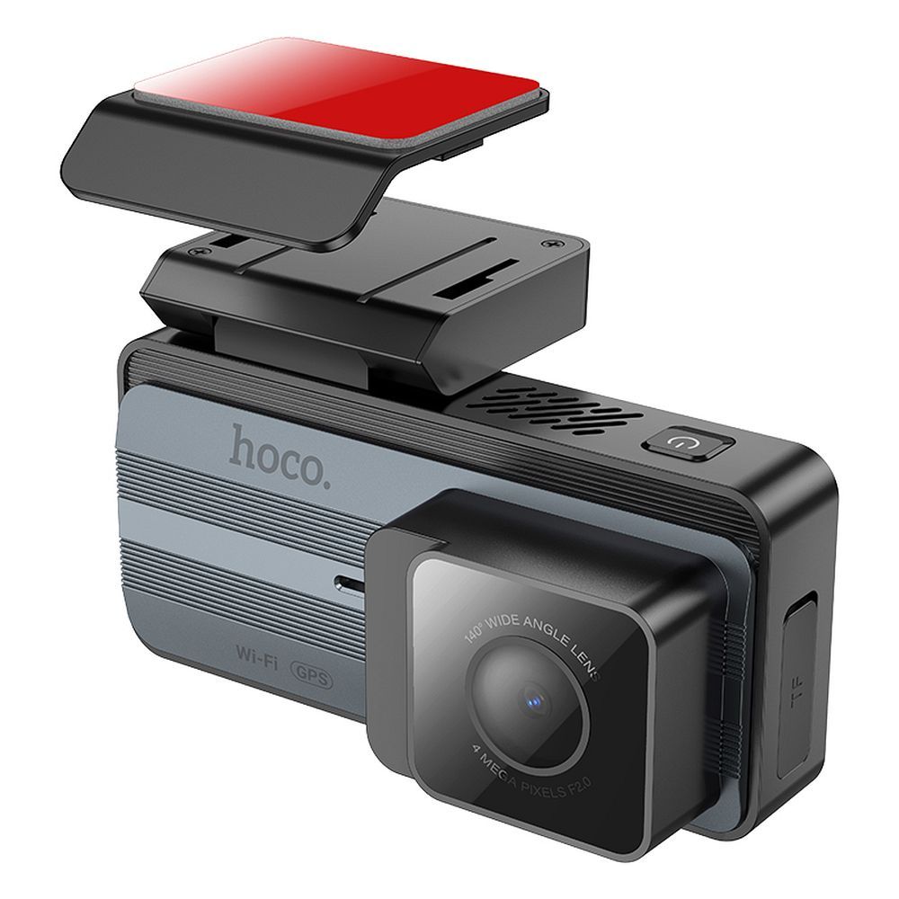 HOCO car camera with display 3,69" + rear camera 2K GPS DV12 silvery gray
