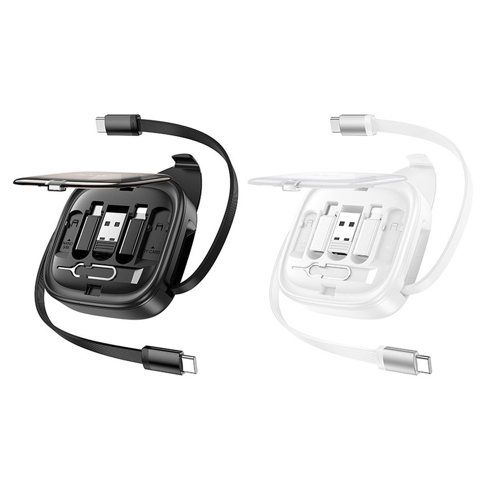HOCO cable All-in-one retractable charging data cable set PD 3A 60W U140 0,95 m black