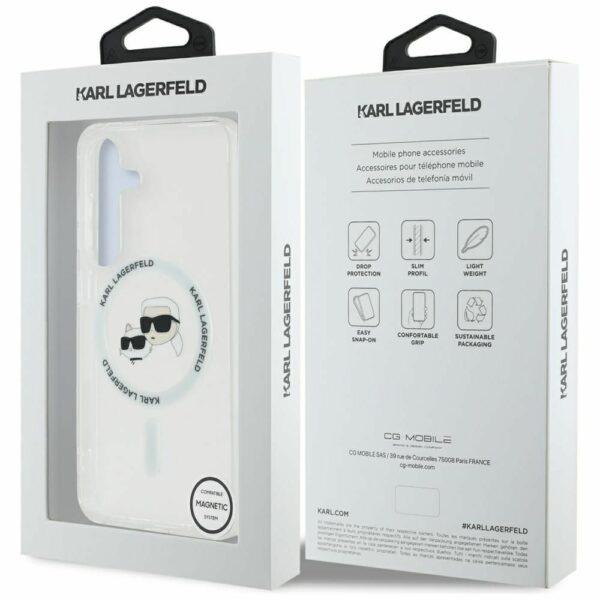 KARL LAGERFELD case for SAMSUNG S25 KLHMS25SHLSKCH (Magnetic IML Metal KC Heads) white