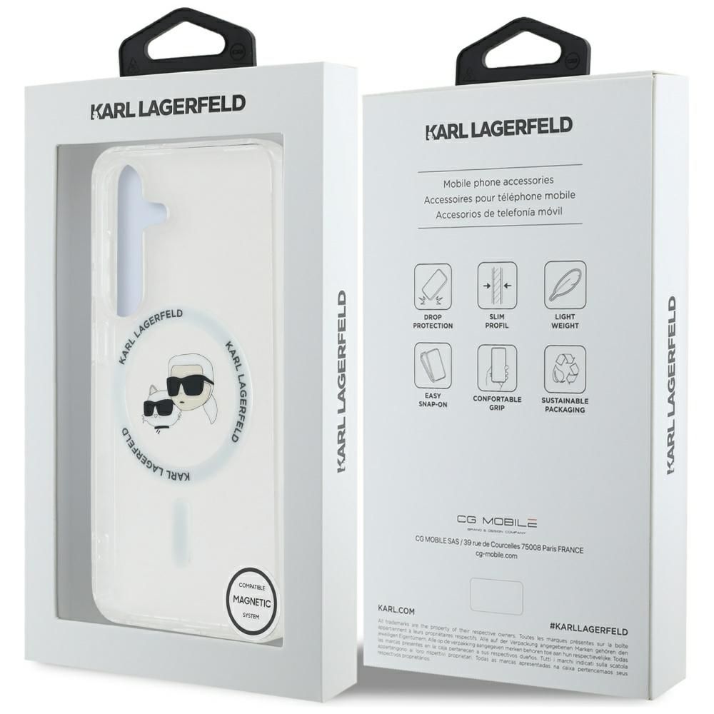 KARL LAGERFELD case for SAMSUNG S25 KLHMS25SHLSKCH (Magnetic IML Metal KC Heads) white