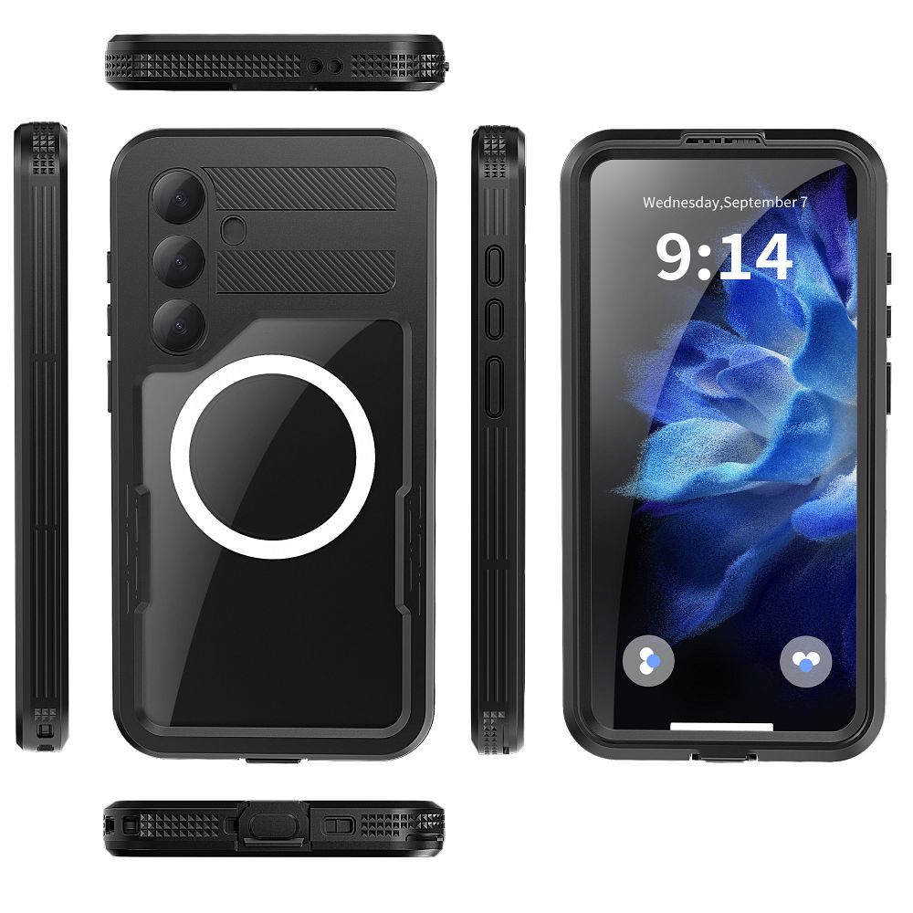 Waterproof case SHELLBOX MARS with metal ring for SAMSUNG S25 Plus black