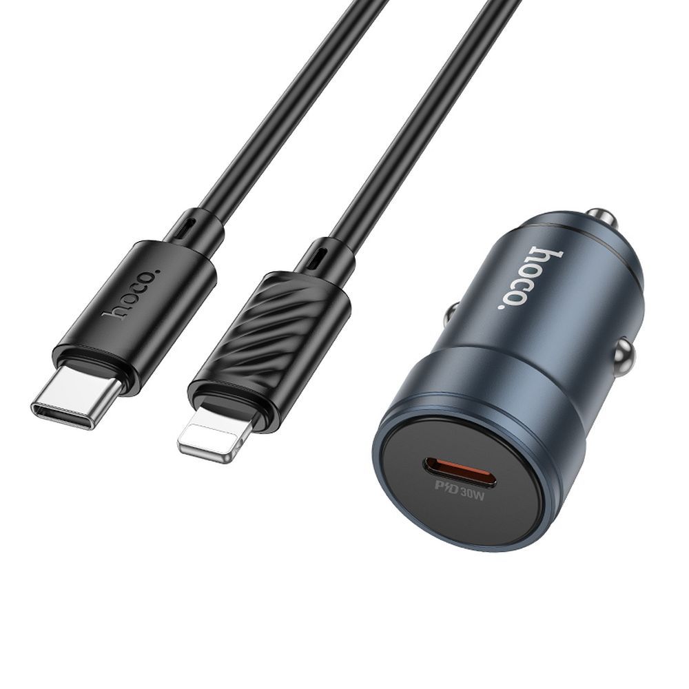 HOCO car charger Type C + cable Type C to Lightning PD QC 30W Z57 metal gray