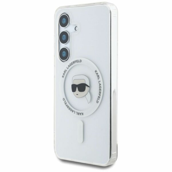 KARL LAGERFELD case for SAMSUNG S25 KLHMS25SHLSKIH (Magnetic IML Metal K. Heads) white