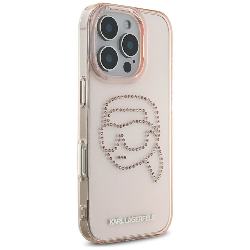 KARL LAGERFELD case for IPHONE 16 Pro Max KLHCP16XHKHDCELP (IML Rhinestones S K Head) pink