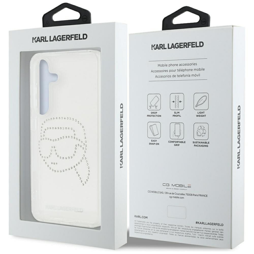 KARL LAGERFELD case for SAMSUNG S25 KLHCS25SHKHDCELT (IML Rhinestones K Head) transparent