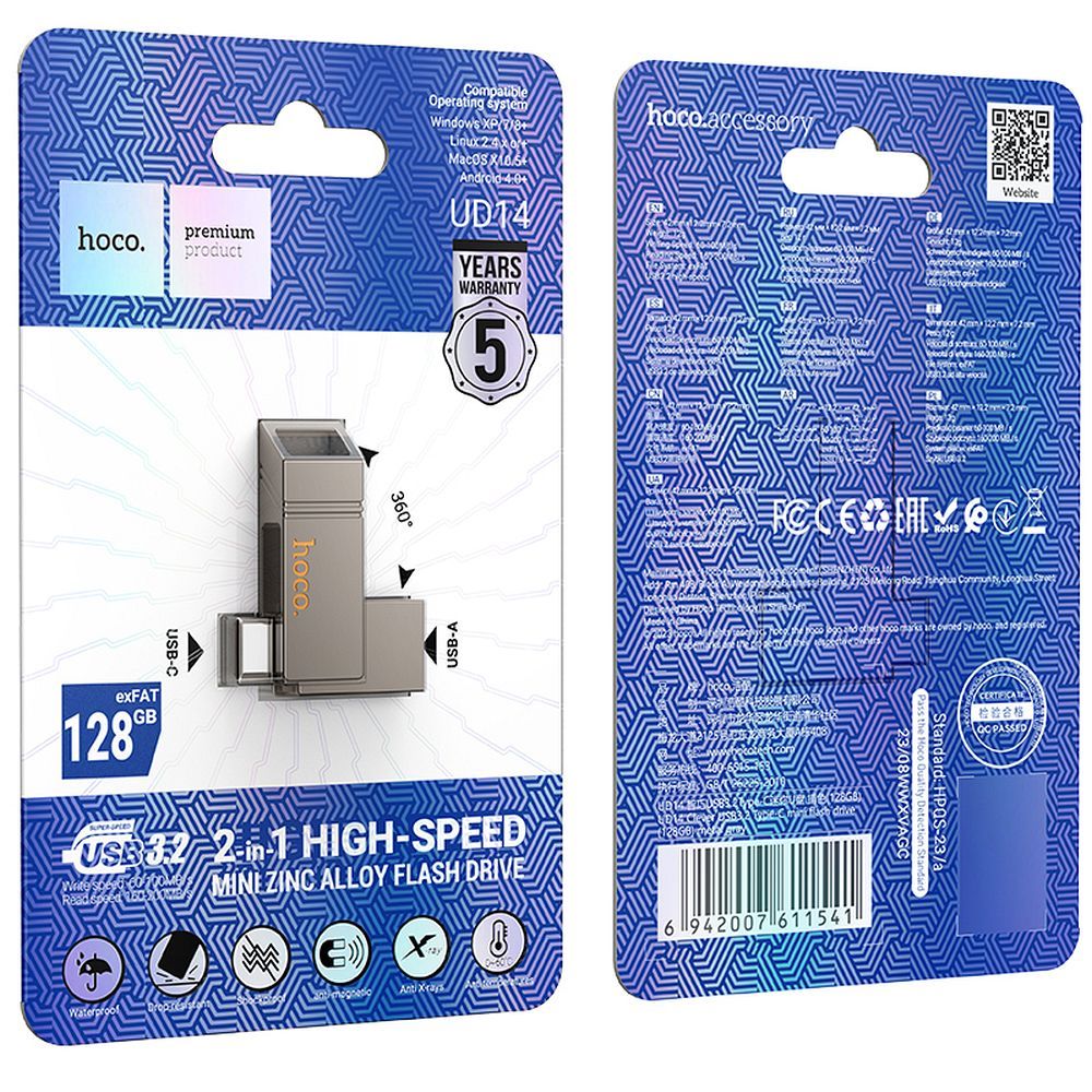 HOCO pendrive USB A + Type C UD14 32GB USB3.0