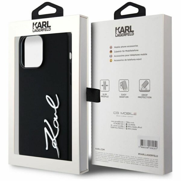 KARL LAGERFELD case for IPHONE 14 Pro Max KLHCP14XSCMSMVK (Silicone Sign Metal Logo) black