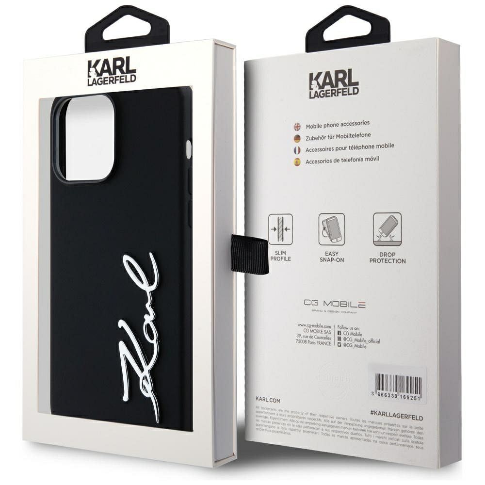 KARL LAGERFELD case for IPHONE 14 Pro Max KLHCP14XSCMSMVK (Silicone Sign Metal Logo) black