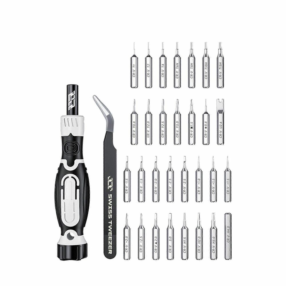 JAKEMY JM-8189A 32in1 Screwdriver with Precision Tweezers (Black)