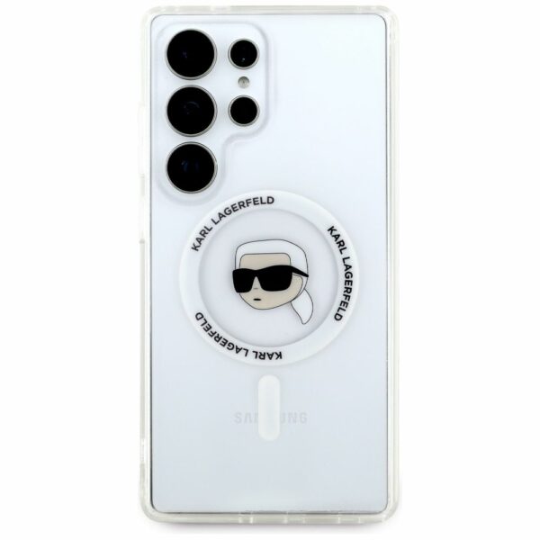 KARL LAGERFELD case for SAMSUNG S25 Ultra KLHMS25LHLSKIH (Magnetic IML Metal K. Heads) white