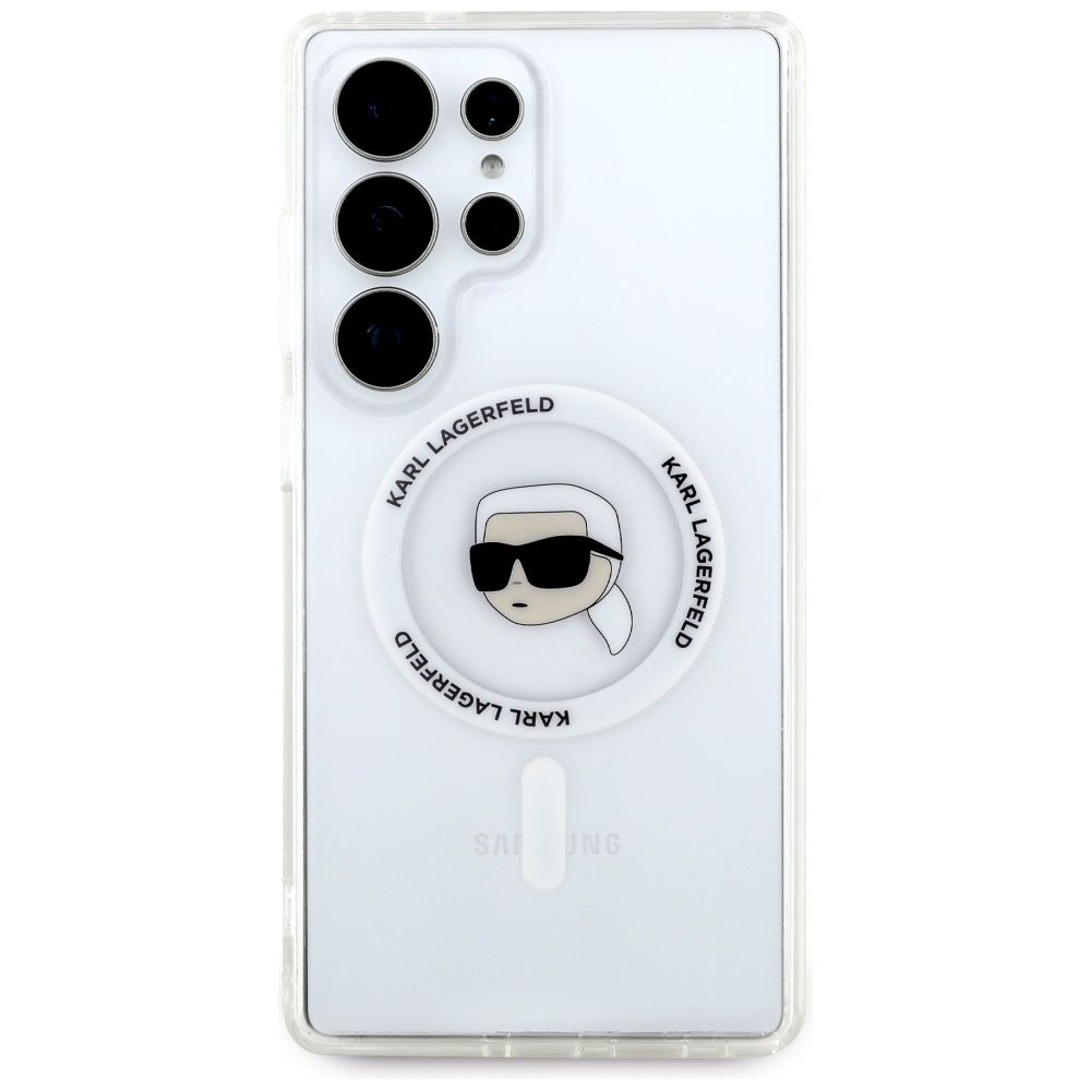 KARL LAGERFELD case for SAMSUNG S25 Ultra KLHMS25LHLSKIH (Magnetic IML Metal K. Heads) white