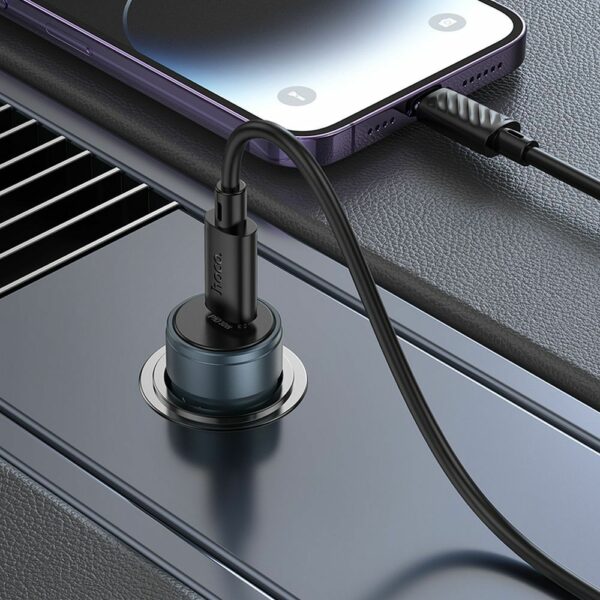 HOCO car charger Type C + cable Type C to Lightning PD QC 30W Z57 metal gray