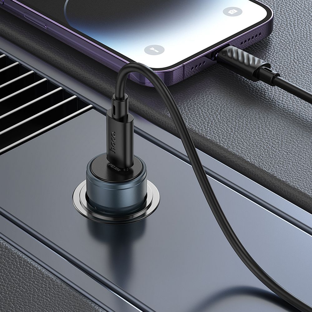 HOCO car charger Type C + cable Type C to Lightning PD QC 30W Z57 metal gray