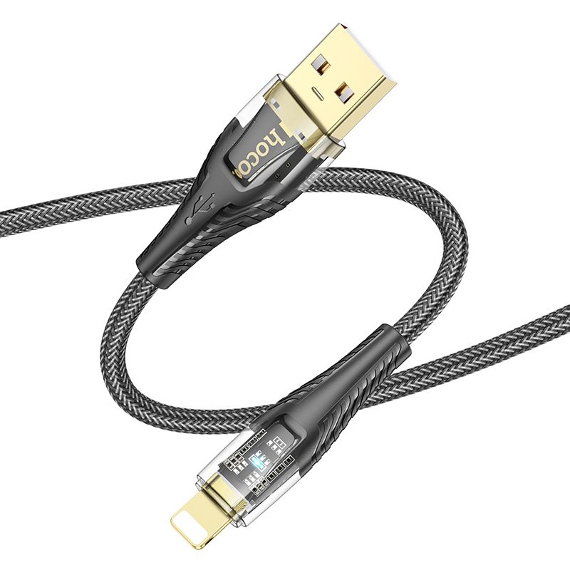 Cable USB A to Lightning Hoco 2,4A 1,2 m U121 black transparent